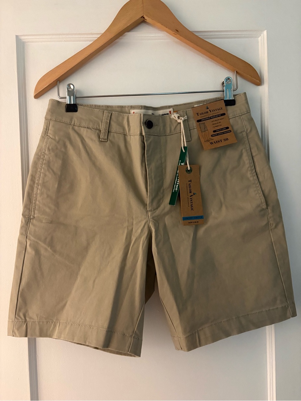 Tailor Vintage Men's Tan Flat-Front Shorts